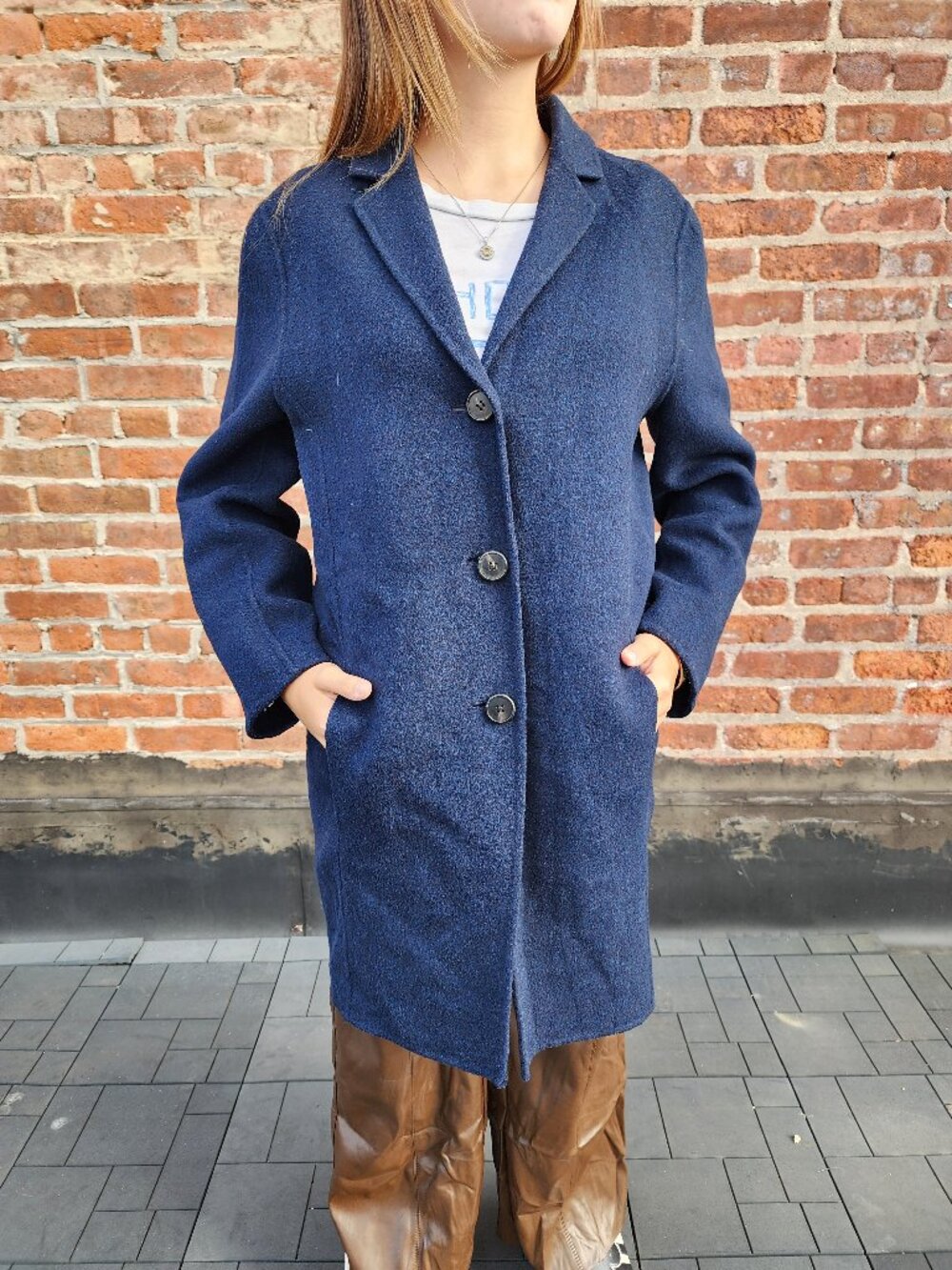 Acne Studios Elsa Doublé Navy Blue Wool Cashmere Coat Jacket Size 32 / XXS